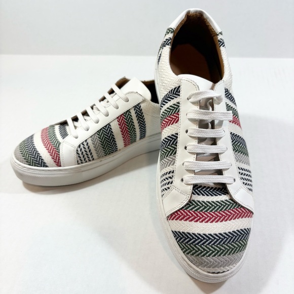 TAFT The Sneaker in Stripes White Low Top Size 40 (US Men’s 8) Casual Preppy - Picture 1 of 13